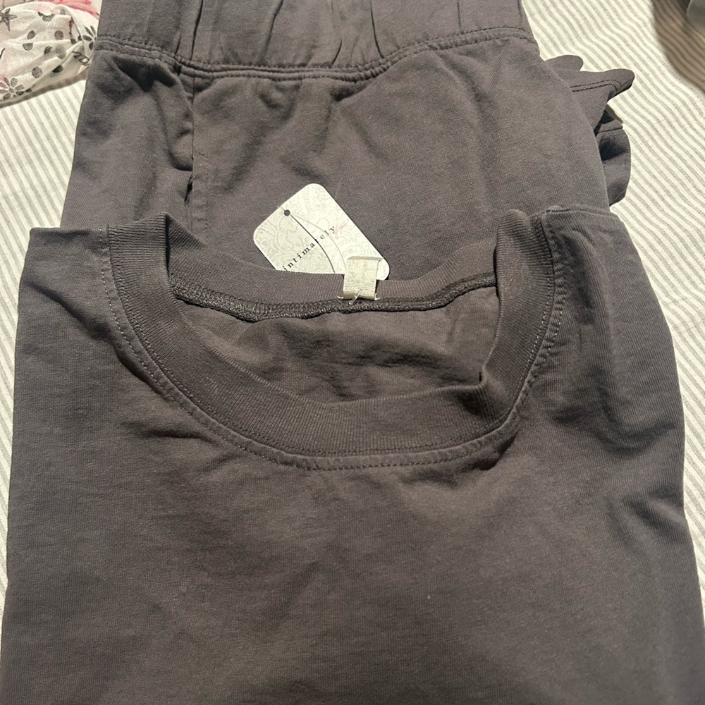 Free People Charcoal Gray Women's Jersey set shorts and tee NWT xl